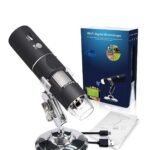 VIBOTON WiFi Digital Microscope,50X-1000X Handheld Digital Zoom Microscope Endoscope Magnifier HD 2MP 8 LED for Android and iOS Smartphone, Tablet, Windows. Laptop/PC Not Supported WiFi (Black)