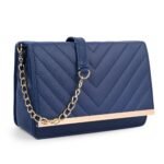 ADISA Women’s Chevron Quilted Crossbody Sling Bag – Stylish Cross Body Handbag for Girls & Women with Gold Chain (SL5022)