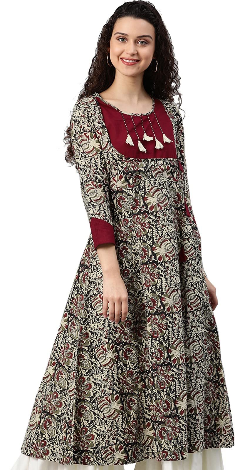 Yash Gallery Women’s Cotton Relaxed Fit Anarkali Kurta