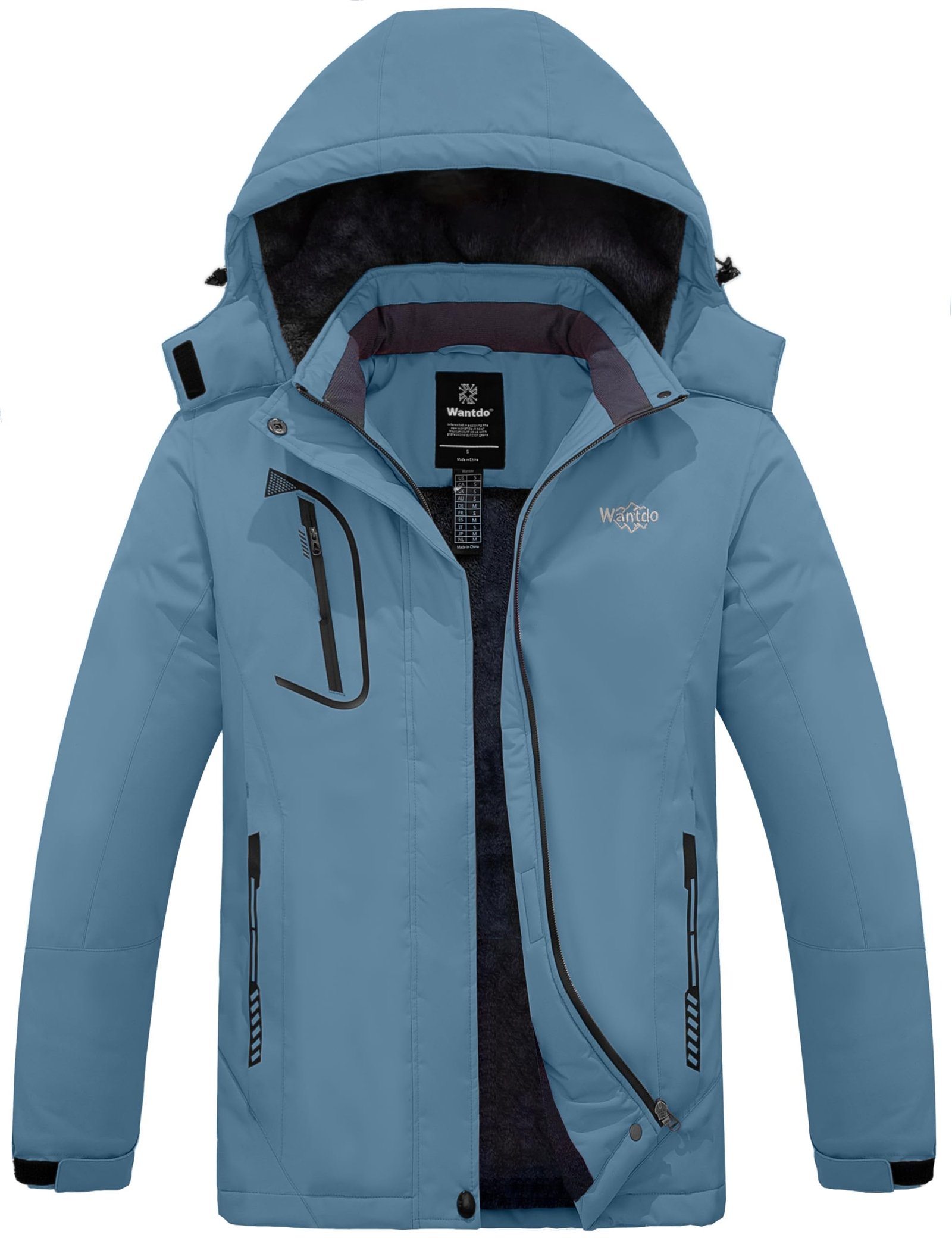 Wantdo Women’s Mountain Waterproof Ski Jacket Windproof Rain Jacket Winter Warm Hooded Coat