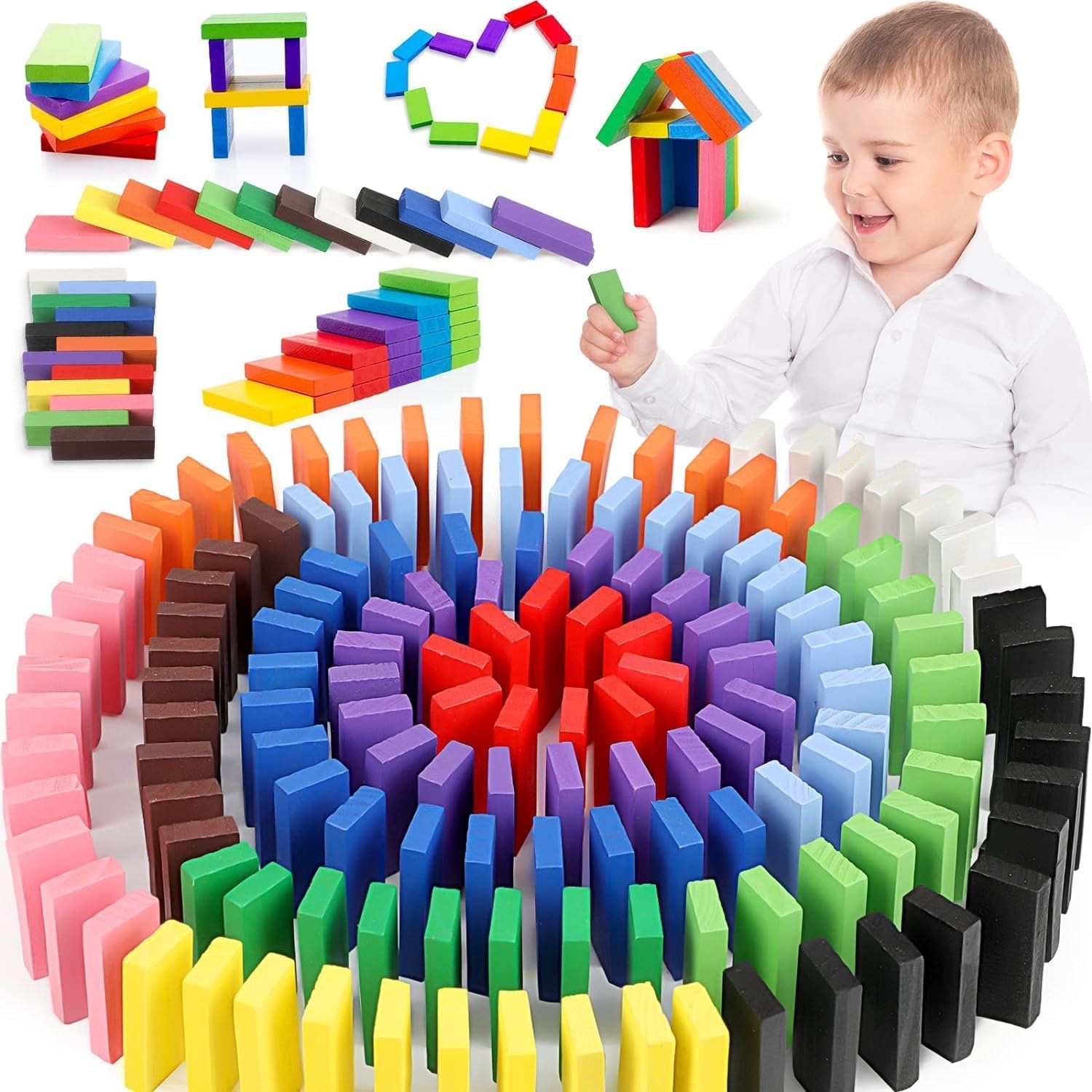 Toy Imagine 240 Pcs Wooden Domino Blocks Set for Kids