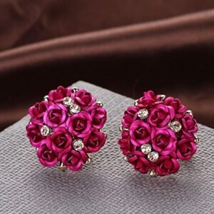 YouBella Jewellery for women earings Crystal Rose Shape Floral Stud Earrings for Girls and Women