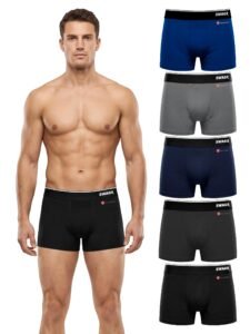 SWAGR 5 Pack Men’s Super Combed Cotton Underwear Trunks | Classic TruComfort Fit | Powered by ZincShield Anti-Bacterial Tech | Aerflo Breathability | 4-Way FlexStretch | SOXCO Style SG05
