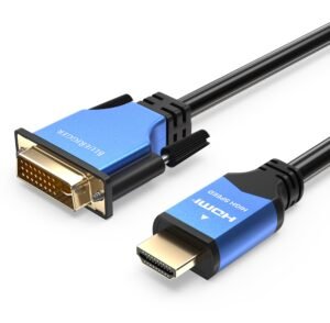 BlueRigger HDMI to DVI Cable (3FT, High-Speed, Bi-Directional Adapter Male to Male, DVI-D 24+1, 1080p, Aluminum Shell) – Compatible with Raspberry Pi, Roku, Xbox One, PS5/PS4, Graphics Card