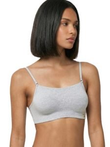 Enamor Moulded Double Layer Front Women’s Cotton Cami Bra – Detachable Slim Straps with Back Keyhole, Non Padded, Wirefree, High Coverage – A022