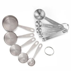 INKULTURE Stainless Steel Measuring Cups & Spoons -10 Piece Heavy Duty Measuring Cups & Spoons Set for Dry Foods, Spices or Liquids