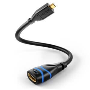 BlueRigger Micro HDMI to HDMI Adapter (20CM, 4K@60Hz, 18Gbps) Bi-Directional Cord Compatible with Ethernet, HDR, ARC for GoPro, Raspberry Pi 4, Digital Cameras, Laptops & Smart TVs (NOT Micro USB)