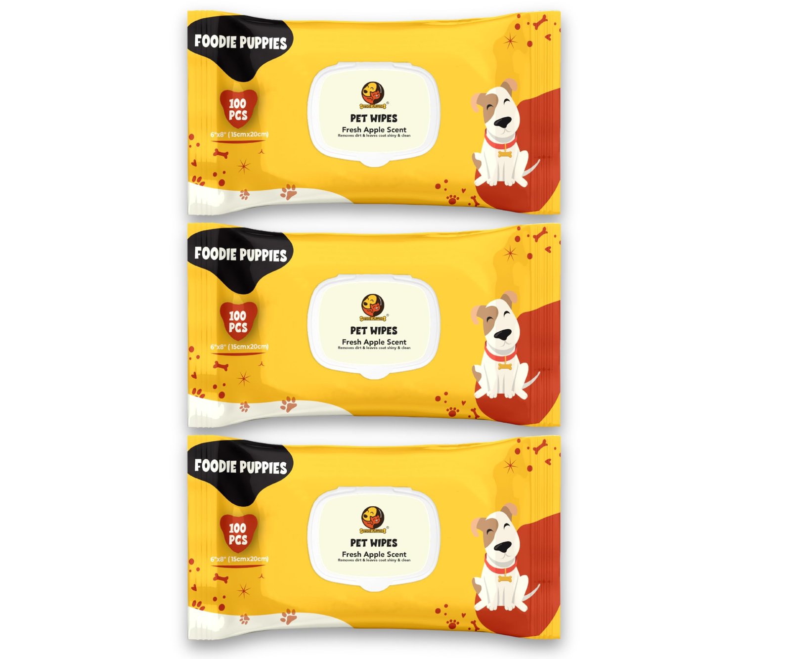 Foodie Puppies Anti-Bacterial 300 Pulls Pet Wet Wipes (Fresh Apple) – 100 Wipes (Pack of 3) | Grooming Wipes for Dogs, Puppies, Cats, Rabbits & Small Animals | SLS Free, Paraben Free & Cruelty Free