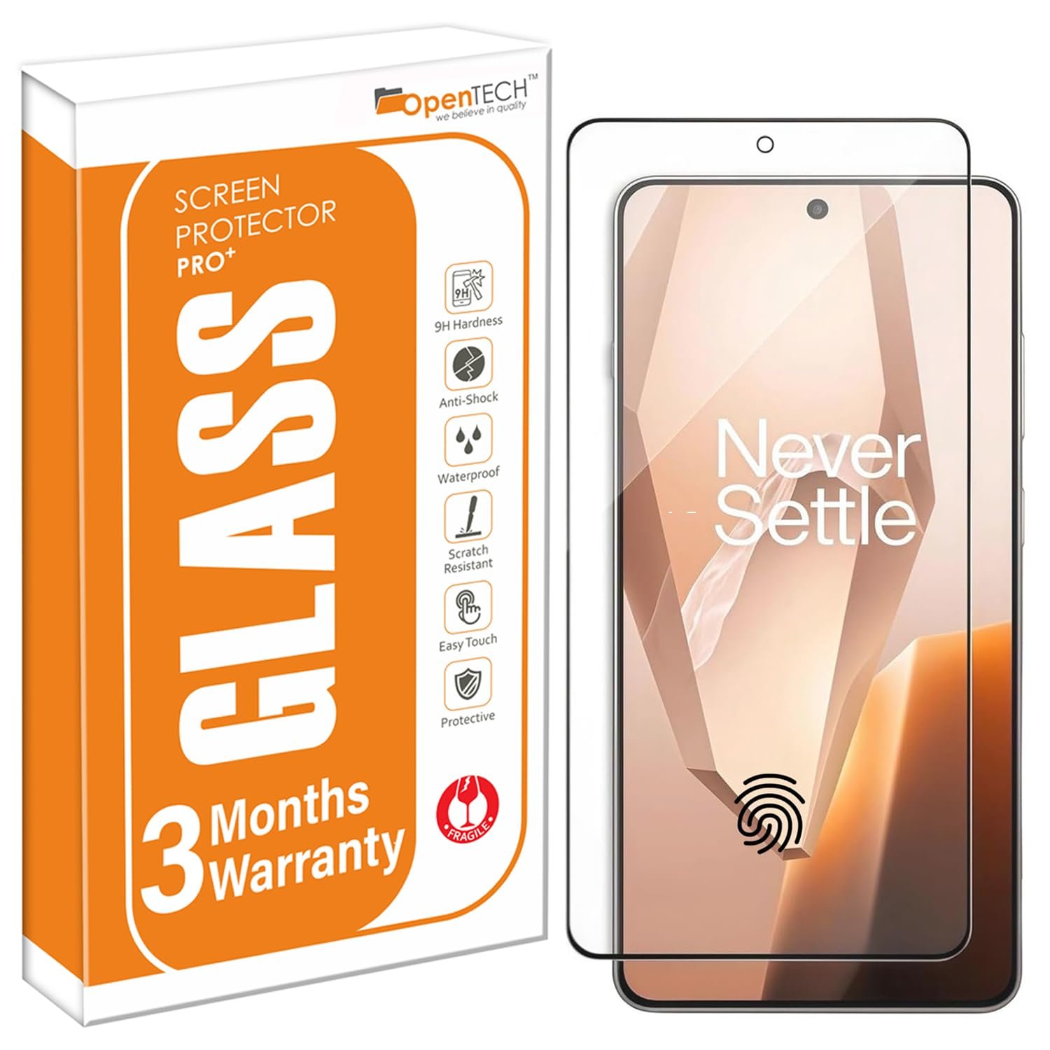 OpenTech® Military-Grade Gorilla Tempered Glass Screen Protector for OnePlus 13R with Edge to Edge Coverage – Case Friendly, Anti-scratch and Bubble free installation kit