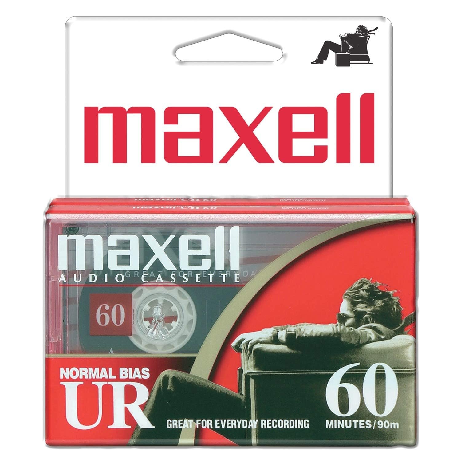 Maxell 109024 UR-60 2PK Normal Bias Audio Cassettes 60 Minutes With Cases 2 Pack