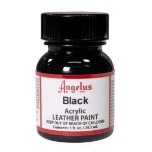 Angelus Black Acrylic Leather Paint, 1 oz (29.5 ml) – Premium Acrylic Paint for Leather, Shoes, Sneakers, Boots, Bags & DIY Customization – Flexible, Durable & Smooth Finish