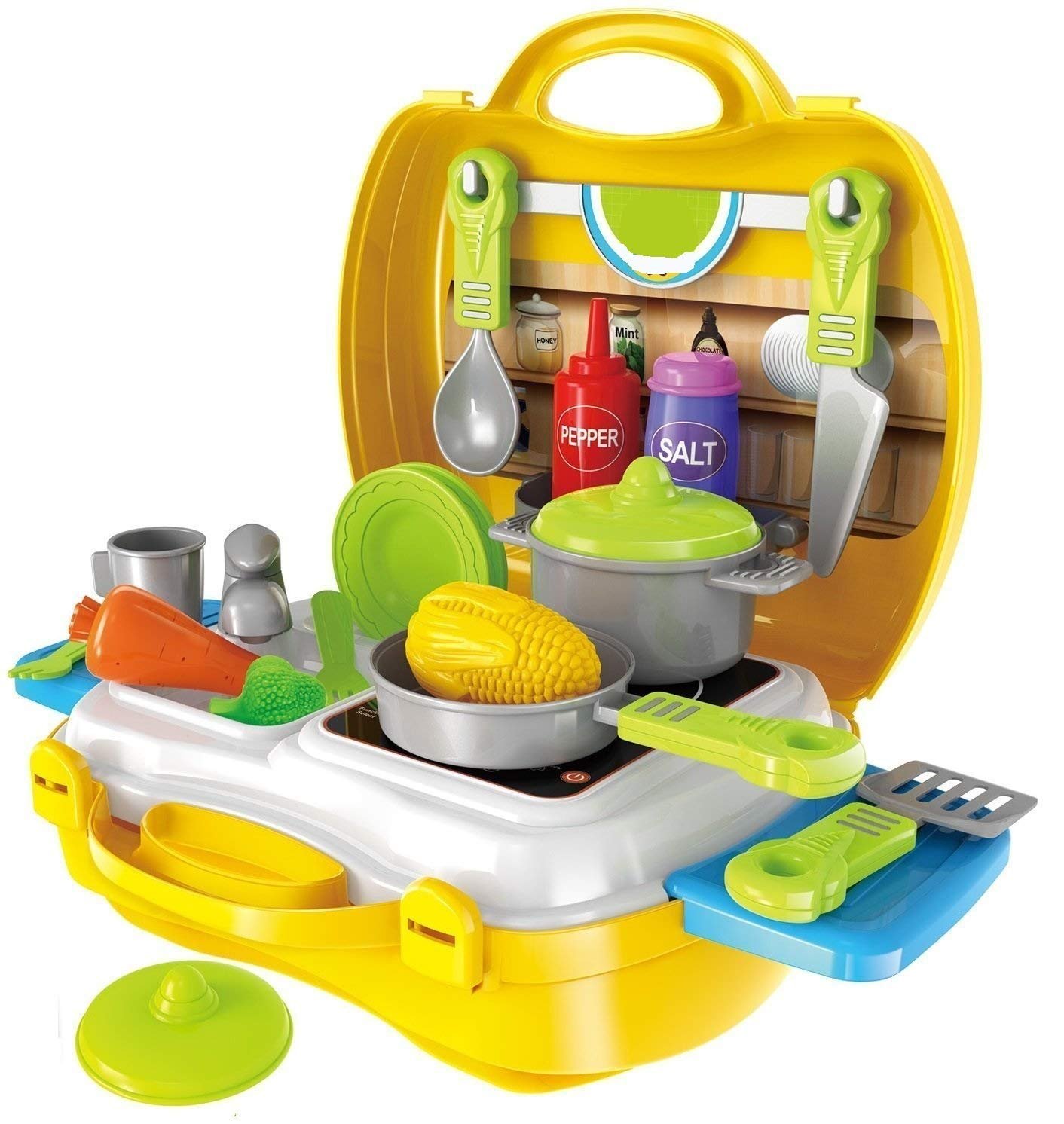 Smartcraft Ultimate Kid Chef Bring Along Kitchen Cooking Suitcase (27 Pieces) Luxury Kitchen Set Cooking Toy with Briefcase Kitchen Food Play Set for Girls & Boys (New)-Made in India