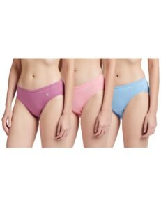 Van Heusen Women Bikini Panty – 100% Super Combed Cotton – Pack of 3 – Anti Bacterial, No Marks Waistband, Moisture Wicking, Moderate Coverage