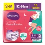 Evereve Period Panty For Girls & Women, (S-M), 10 Pcs, 360 Degree Coverage, 0% Leaks, High Absorbency For Heavy Flow, Maternity Delivery Pads, Postpartum & Overnight Protection, Disposable Panty