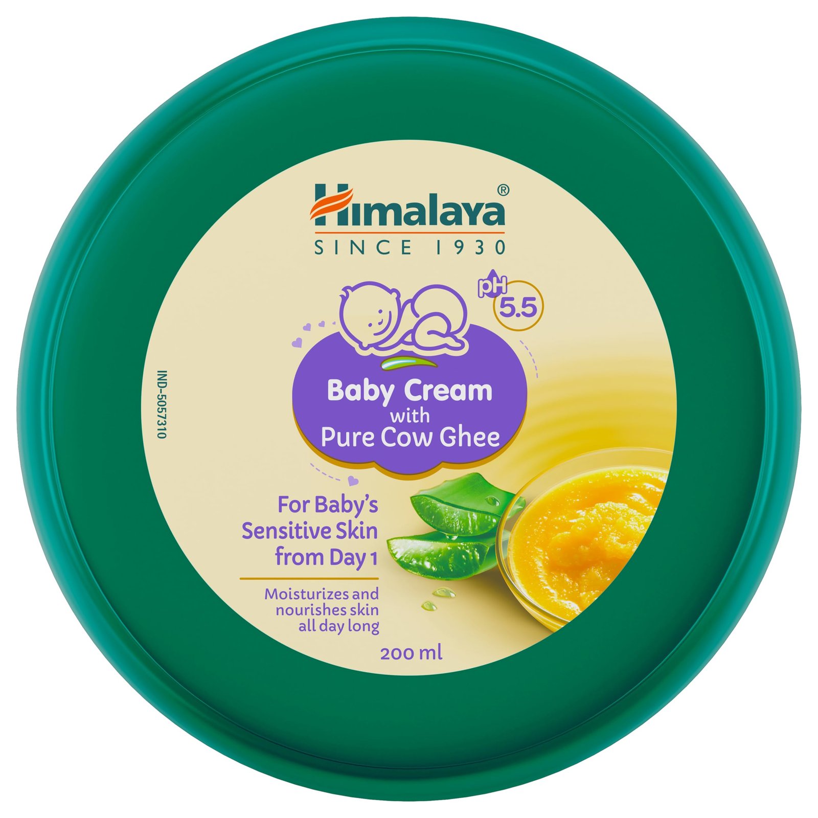 Himalaya Baby Cream with Pure Cow Ghee 200ml| For Sensitive Skin| pH 5.5
