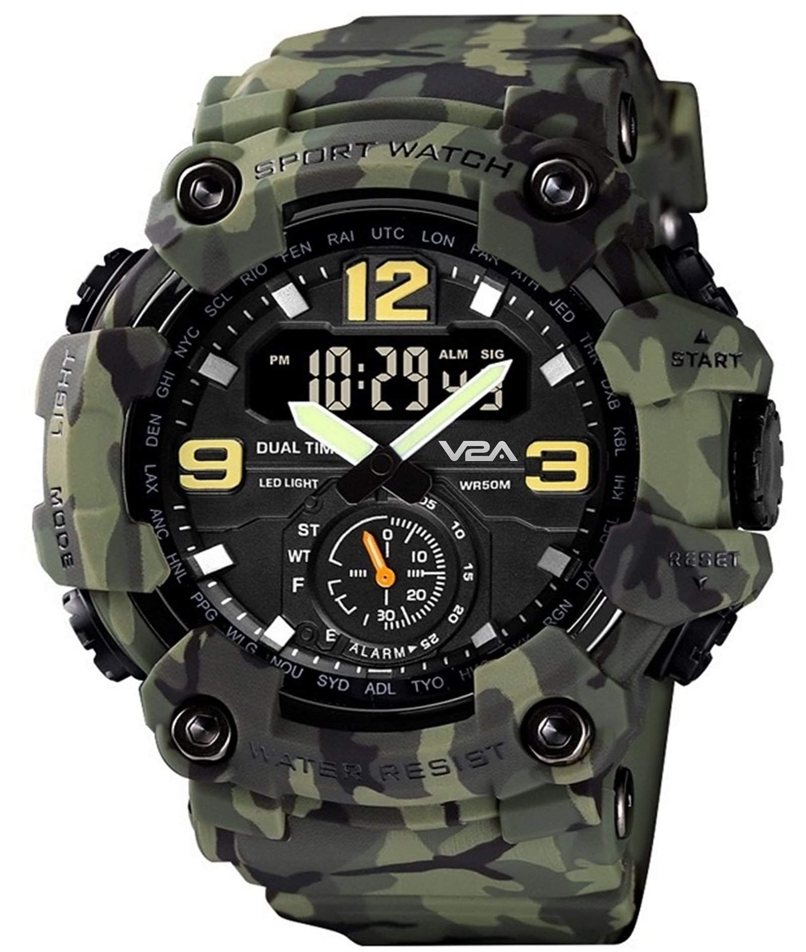V2A Analogue – Digital Men’s Watch (Green Dial Green Colored Strap)