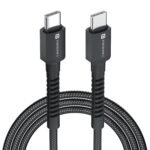 Portronics Konnect X 60W Type C to Type C Unbreakable Nylon Braided Cable, 1M Fast Charging Cable for iPhone 15 series, iPad, Samsung Galaxy & other Type C Devices(Black)