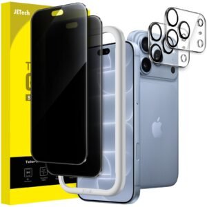 JETech Privacy Screen Protector + Camera Lens Guard for iPhone 18 Pro