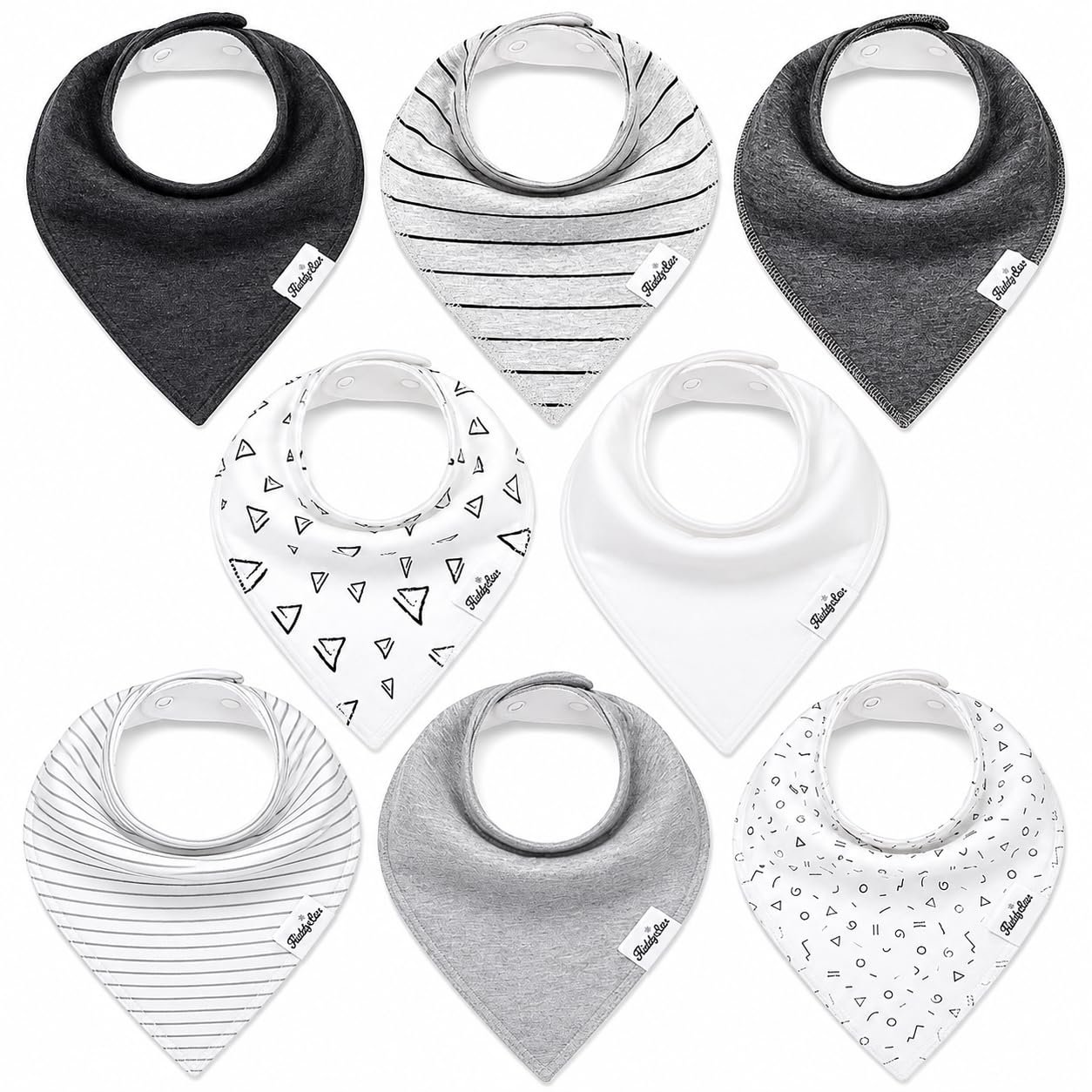 KiddyStar Double Layer Bandana Bibs – Thick, Multi Snaps, Organic Cotton – Soft & Absorbent – For Drooling, Teething, Feeding
