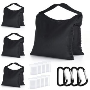Super Heavy Duty AbcCanopy SANDBAG SADDLEBAG DESIGN 4 WEIGHT BAGS FOR PHOTO VIDEO STUDIO STAND (black)