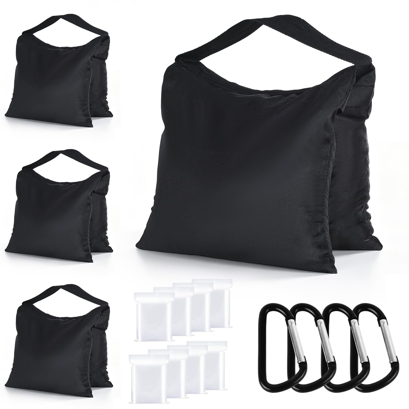 Super Heavy Duty AbcCanopy SANDBAG SADDLEBAG DESIGN 4 WEIGHT BAGS FOR PHOTO VIDEO STUDIO STAND (black)