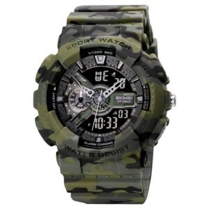 SKMEI Sports Digital Waterproof Watch for Men – 50M Water-Resistant, Dual Time Display, Stopwatch, Alarm, LED Backlight, 12/24H Format – Durable PU Strap & ABS Case – Outdoor Tactical Watch – 1688