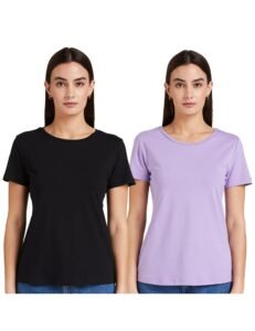 Amazon Brand – Symbol Women Cotton Stretch Regular Fit Round Neck Half Sleeve T-Shirt (Available in Plus Sizes)