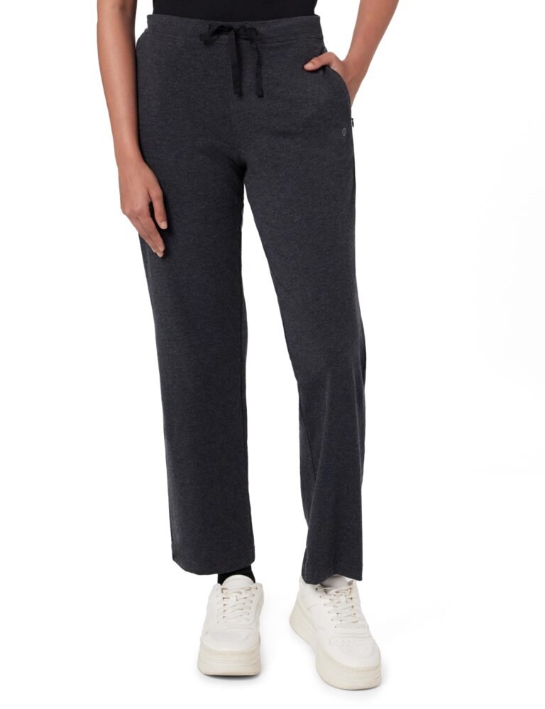 Enamor Mid Rise Regular Length Drawstring Closure Lounge Pants for Women – Slim Fit, Soft and Breathable Stretch Cotton – E014