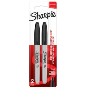 Sharpie Permanent Markers, Fine Tip – Black, Pack of 2