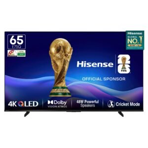 Hisense 164 cm (65 Inches) 4K Ultra HD Smart QLED TV | 48W Powerful Speakers | Dolby Atmos & HDR10+ | ALLM, VRR & Game Mode and Cricket | AI 4K Upscaler | VIDAA OS | 65E75Q (Black)