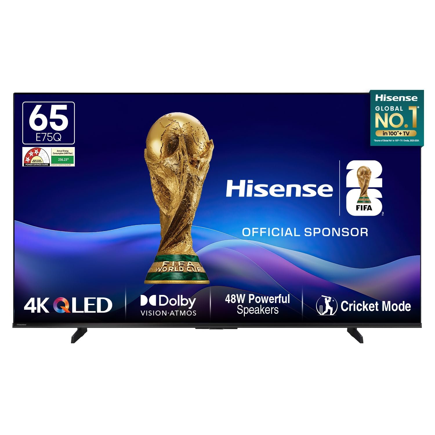 Hisense 164 cm (65 Inches) 4K Ultra HD Smart QLED TV | 48W Powerful Speakers | Dolby Atmos & HDR10+ | ALLM, VRR & Game Mode and Cricket | AI 4K Upscaler | VIDAA OS | 65E75Q (Black)