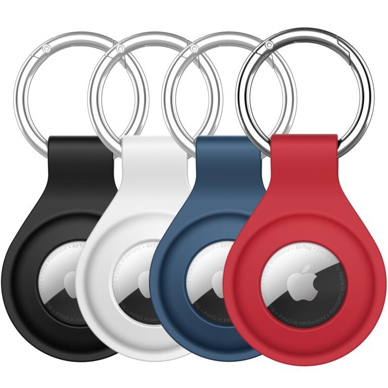 JETech Silicone Case for AirTag 2/1, Black/White/Navy Blue/Red