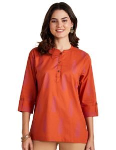 Amazon Brand – Myx Women Printed Regular Cotton Short Kurti (Available in Plus Sizes)