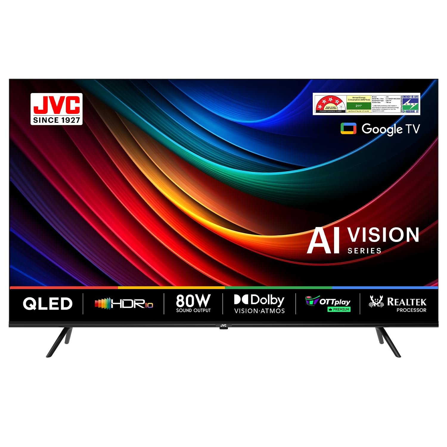 JVC 190 cm (75 inches) AI Vision Series QLED Google TV LT-75NQ7165C (Black)