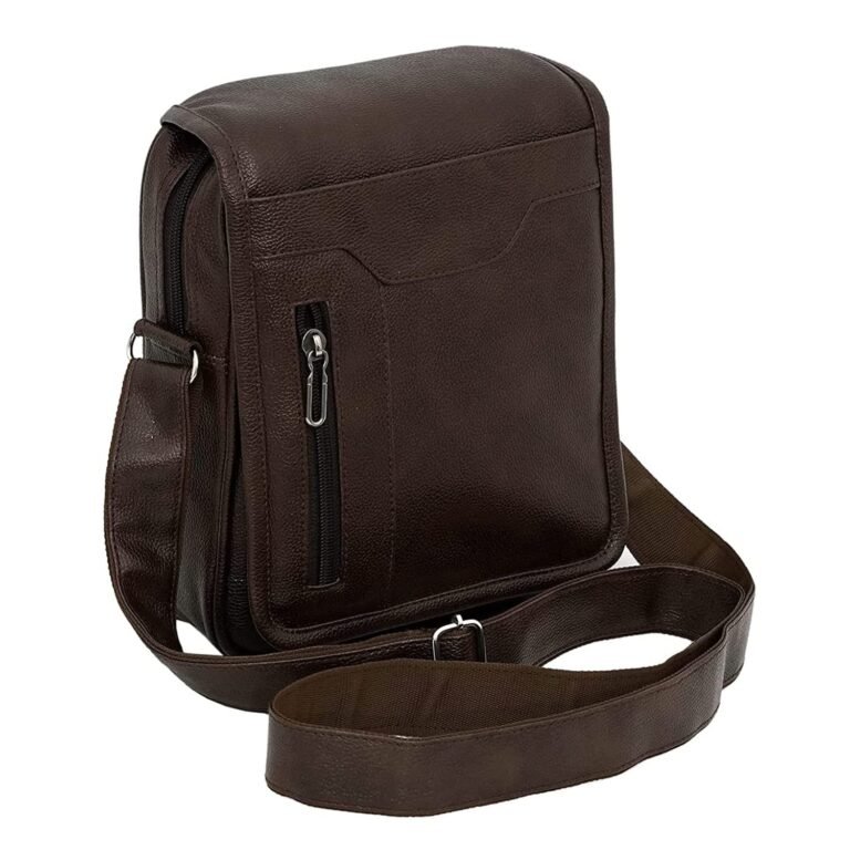 Storite PU Leather Sling Bag, Dark Brown, 25.5x7x20 cm
