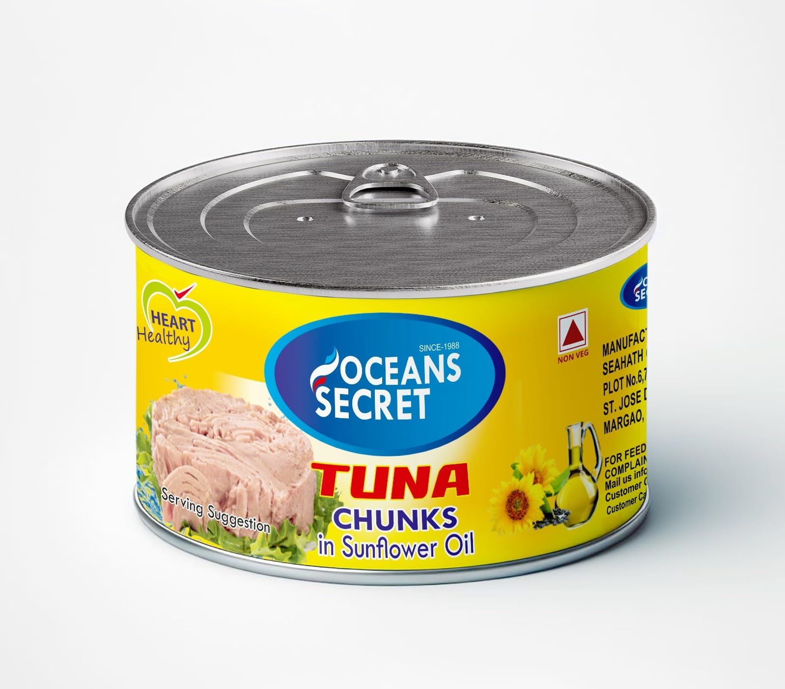 Oceans Secret Tuna Chunks in SunflowerOil 180gm Pack of 2 Canned Tuna Fish | Balanced Nutrition | Heart Healthy | in Sunflower Oil | Premium Cuts Ready to Eat
