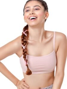 Enamor Innovations Antimicrobial, Cami Neck, Front Double Layer Women’s Cotton Beginner’s Bra – Pop-On Style, Non Padded, Wirefree, High Coverage – BB02