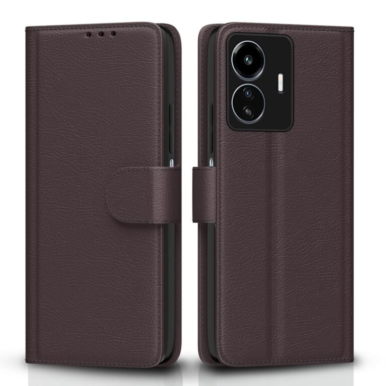 Pikkme iQoo Z6 Lite 5G Flip Case Leather Finish | Inside TPU with Card Pockets | Wallet Stand and Shock Proof | Magnetic Closing | Complete Protection Flip Cover for iQoo Z6 Lite 5G (Coffee)