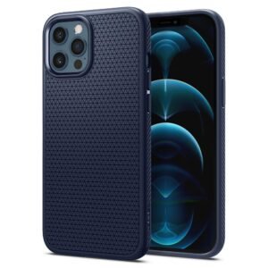 Spigen Liquid Air Back Cover Case for iPhone 12 Pro/12, Durable Protection, Air Cushion Technology – TPU | Navy Blue