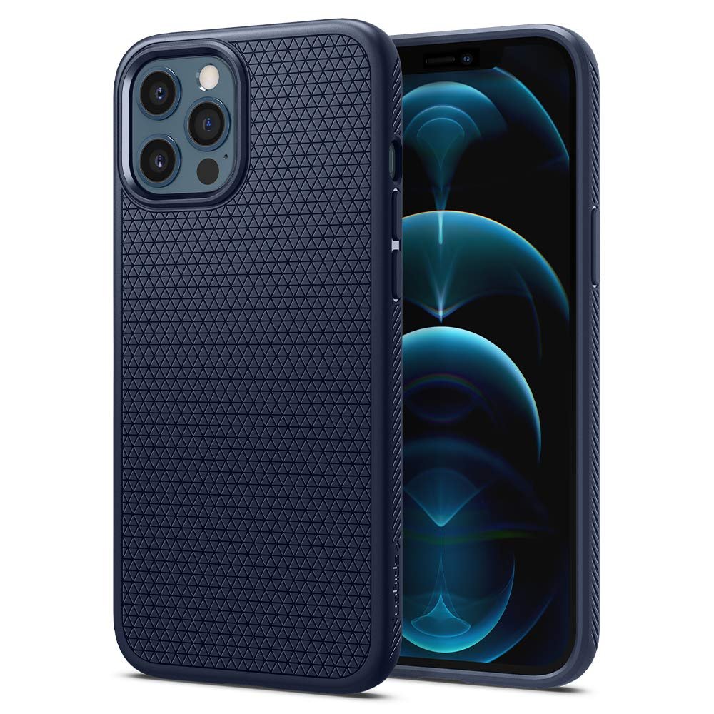 Spigen Liquid Air Back Cover Case for iPhone 12 Pro/12, Durable Protection, Air Cushion Technology – TPU | Navy Blue