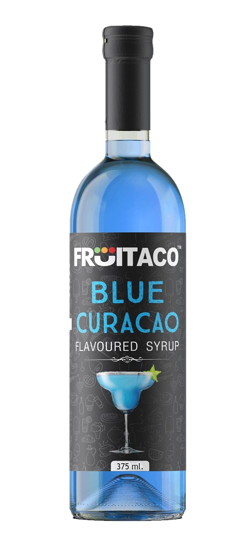 Fruitaco Blue Curacao Syrup | Mixer for Mocktails, Cocktails, Drinks, Juices, Beverages | Non Alcoholic Mix (Pack of 1-375 Ml)