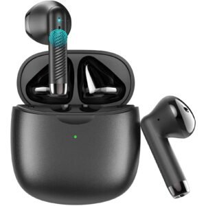 Jxrev Wireless Bluetooth 5.3 Earbud Stereo Bass,Bluetooth Headphones In Ear Noise Cancelling Mic,Earphones I-Px7 Waterproof Sports,32H Playtime Usb C Mini Charging Case Ear Buds For Android Ios