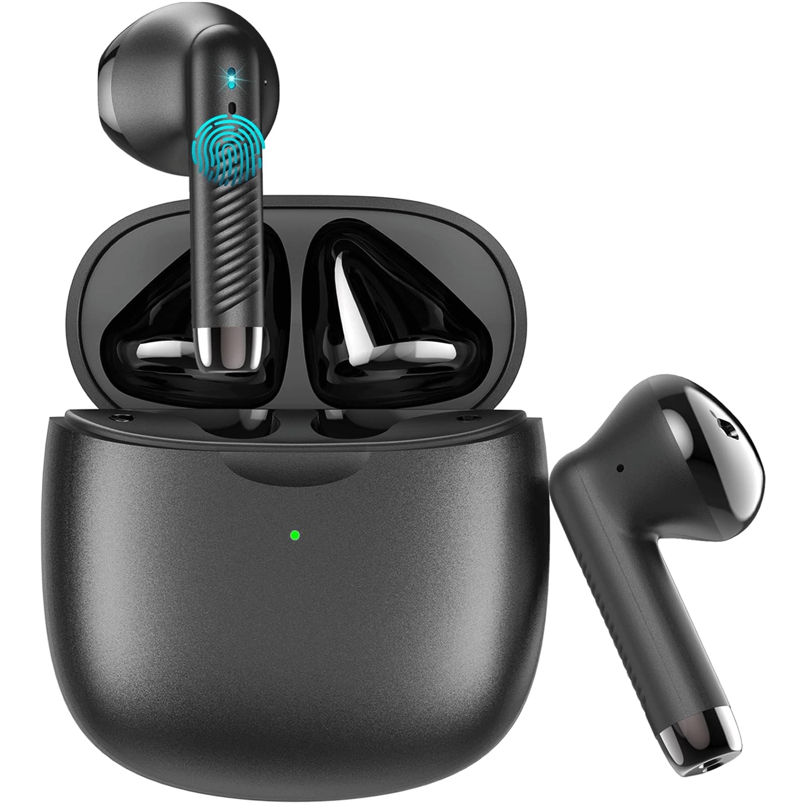 Jxrev Wireless Bluetooth 5.3 Earbud Stereo Bass,Bluetooth Headphones In Ear Noise Cancelling Mic,Earphones I-Px7 Waterproof Sports,32H Playtime Usb C Mini Charging Case Ear Buds For Android Ios