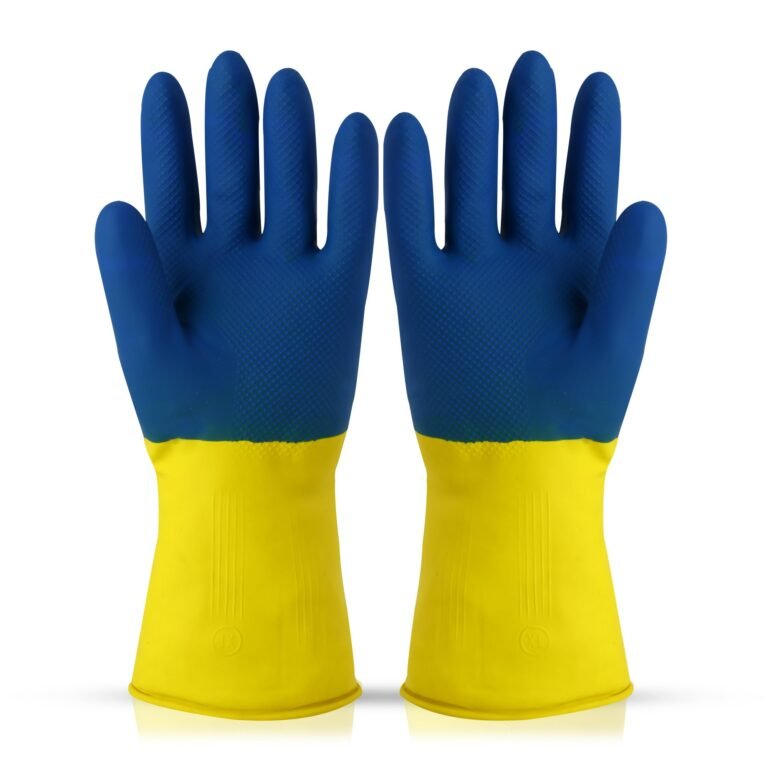 Robustt Heavy Duty Rubber Hand gloves – 1 Pair (Free Size, Multicolor) for Dishwashing, gardening, kitchen cleaning