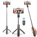 SelfieShow Portable Selfie Stick, Handheld Tripod with Detachable Wireless Remote and Mini Tripod Stand for iPhone 13 12 11 pro Xs Max Xr X 8 7 6 Plus, Android Moto Samsung Google Smartphone, More