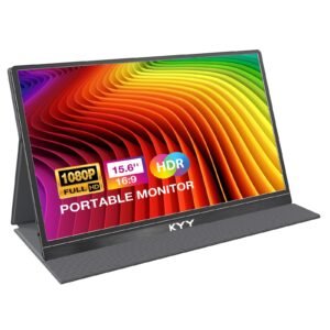 Portable Monitor – 15.6” FHD 1080P Portable Laptop Monitor Upgraded Color Gamut USB C HDMI Gaming Monitor Ultra-Slim IPS Display w/Smart Cover & Speakers, Plug&Play, for Laptop PC Phone Mac Xbox PS4