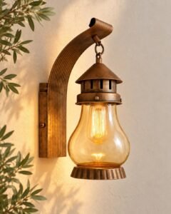 Homesake Vintage Wall Lantern | Rustic Outdoor & Indoor Wall Light | Antique Copper Finish | Weather-Resistant | Mandir Balcony Decorative Lighting for Home, Garden, Patio, Porch, Hallways (Pack of 1)