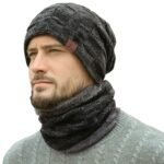 Fantastic Zone Winter Beanie Warm Knit Hats Skull Cap Neck Warmer/Scarf with Thick Fleece Lined Set for Men and Women