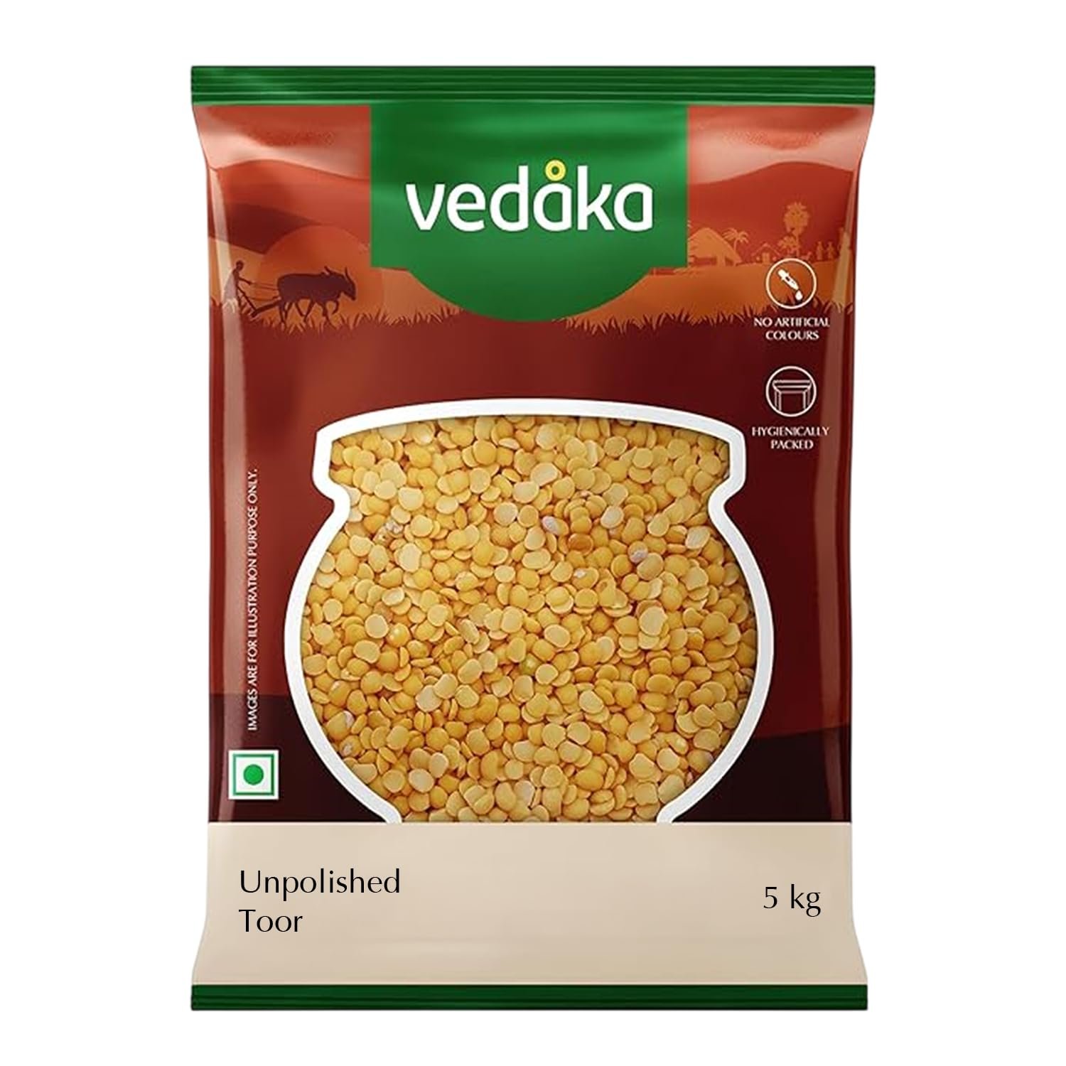 Amazon Brand – Vedaka Unpolished Toor Dal (Arhar Dal) | 5 Kg | Naturally Rich Source Of Protein | Naturally Cholesterol-Free | No artificial Colours and No Added Preservatives