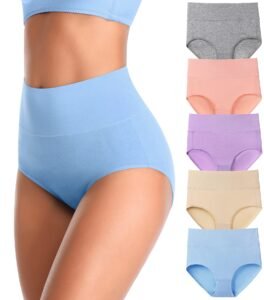 Women’s High Waist Cotton Underwear Soft Brief Panties Decorated with Lace Regular and Plus Size